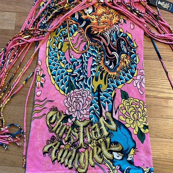 WOW!!! 🤩 NWT Y2K Christian Audigier Dress with Fringe! - Picture 4 of 11